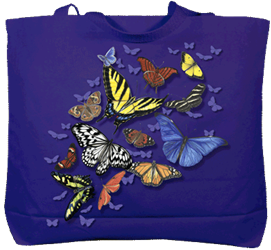 Butterfly canvas book bag, beach bag or shopping bag