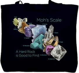 Moh's Scale Geology, A Hard Rock is Good to Find, on a canvas book bag, beach bag or shopping bag