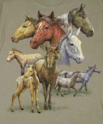 horses on a canvas book bag, beach bag or shopping bag