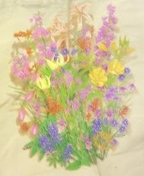 Wildflowers on a canvas book bag, beach bag or shopping bag