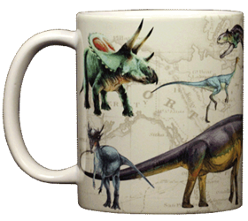 Dinosaurs of the world with map  Ceramic Mug