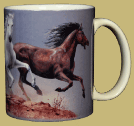 Three Horse Heads Ceramic Mug