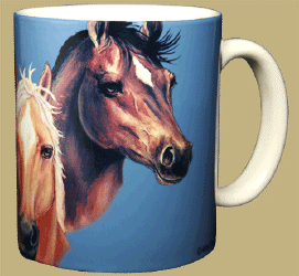 Three Horse Heads Ceramic Mug