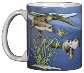 Otter family Splash Ceramic Mug