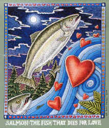 Ray Troll salmn the fish that dies for love fish humor t-shirt