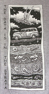 Ray Troll evolution geology fossil strata layers fish humor t-shirt