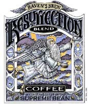Ray Troll coffee label resurrection blend and angel humor t-shirt