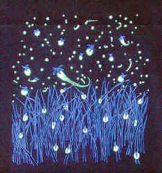 firefly beetle glow worm lightening bug species  with day glow  glo ink on a t-shirt