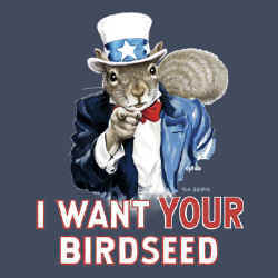 I want your birdseed Uncle Sam Squirrel war recruiting poster graphic t-shirt tshirt tee shirt