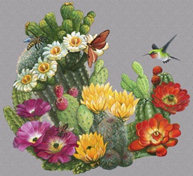 cactus species in bloom flowers desert on a t-shirt