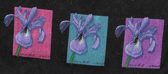 lIris Boxes flowers on a cotton t-shirt