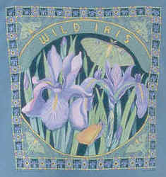 Wild iris flowers native plants dragonfly and luna moth pollinator on a t-shirt