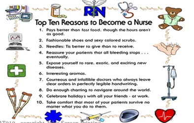 Top Ten Reasons to be a Nurse on a t-shirt
