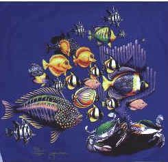 reef fish on a canvas book bag, beach bag or shopping bag