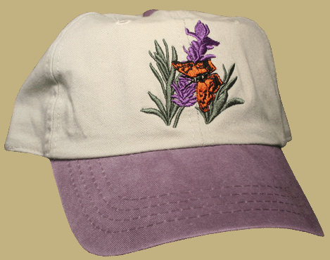 Butterfly on Lavander Hat Embroidered Cap