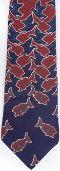 boat to fish Escher Tesselation Bow Tie math Tie necktie