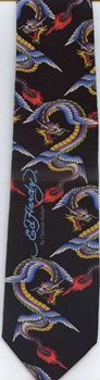 Ed Hardy modern art painting chinese new year dragon american tatoo art Necktie
