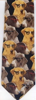 modern art painting american nerd dogs wearing eyeglasses Golden Retriever Yellow lab labrador retriever Scene Tie will bullas art Necktie