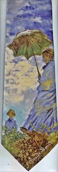 CLAUDE MONET woman with unbrella parasol in field art Impressionist masterpiece painting old masters tie Necktie