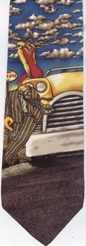modern art painting american Big Yellow Taxi Marcus Pierson art Necktie