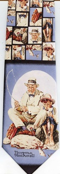 Norman Rockwell sports fishing Tie necktie saturday evening post cover illustration art