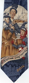 Norman Rockwell Charles Dickens A christmas Carol carolers Tiny Tim  christmas Tie necktie saturday evening post cover illustration art
