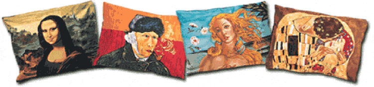 modern art painting impressionist painting renaissance art Grace Newburger art pillow sham case headcase Mona Lisa , Van Gogh, Venus Aphrodite, The Kiss
