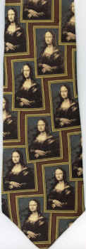 Framed Mona Lisa repeated on the diagonal necktie Tie