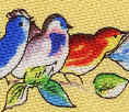 colorful songbirds lined up on a branch Tie Necktie