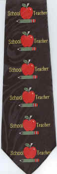 Teacher Necktie School apple and pencil Education Tie