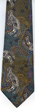 Australian aboriginal dreamtime kangaroo design Fabric Tie textile Classical Civilizations Australia design necktie ties