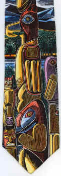 Alaskan Totem Pole tie Necktie North West Indian tie