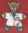 Doctor teddy bears wearing labcoat and stethoscope with heartbeat chart electrocardiogram repeat all over necktie tie