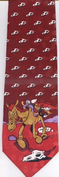 donald duck cowboy on a horse desert scene cow skull steer bull cartoon comic strip walt disney tie tie necktie