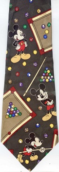 Mickey mouse pool hall billiards Disney Tie necktie