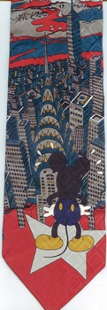Mickey Mouse New York chrysler building empire state building cartoon comic strip walt disney tie tie necktie