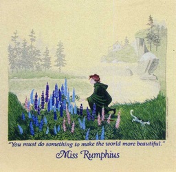 Miss Rumphius children's book lupine flowers native plants on a t-shirt