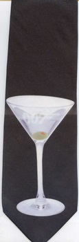 James Bond 007 Etched Martini Glass movie spy tie Necktie