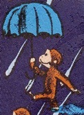 Curious George Children's book cartoon comic strip umbrella rain tie necktie