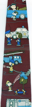 All In A Days Work rescur vehicles first responders police emt firefighter Peanuts comic strip charlie brown snoopy tie Necktie