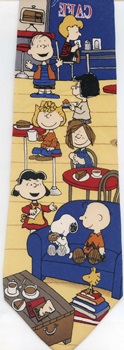Good Friends And Good Conversation  cafe coffee shop Peanuts comic strip charlie brown snoopy tie Necktie
