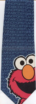 Elmo head and rwos of letters for alphabet Sesame Street tie Necktie