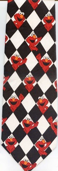 Elmo in black and white diamond pattern Sesame Street tie Necktie