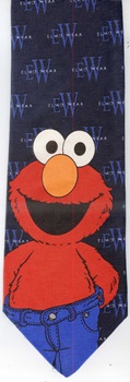 Elmo and logo Elmowear text Sesame Street tie Necktie