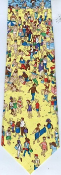 At the Beach Where'e Waldo Wally Children's book cartoon comic strip MARTIN HANFORD Schreter tie necktie