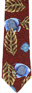 Tropical Leaves and Reef Fish Tie