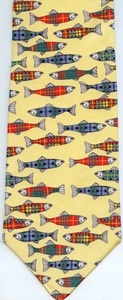 Wild River Salmon Scene Tie Freshwater Fish Species Tie novelty conversation necktie silk