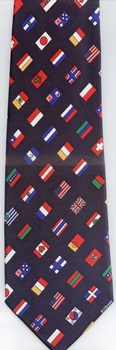 XL extra long International Flag Flags of the World Tie necktie