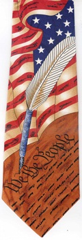 American Flag The Constitution  quill pen Tie necktie