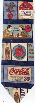 Coca-Cola Coke Bottle and advertising posters signs and branding labels necktie ties